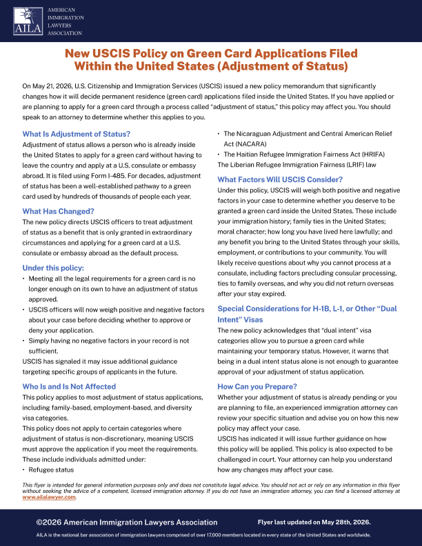 New Green Card Application Policy 